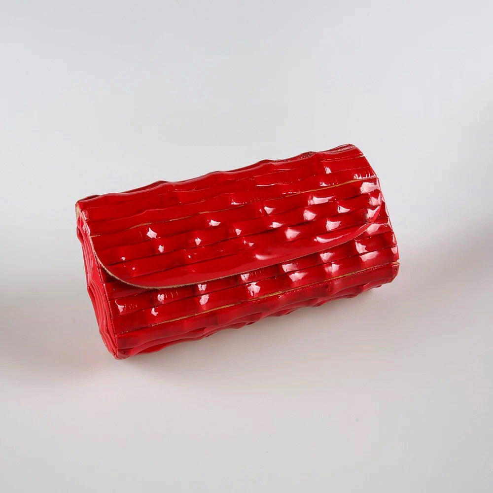 Bolsa Carteira de Bambu/Vermelho Brilhante