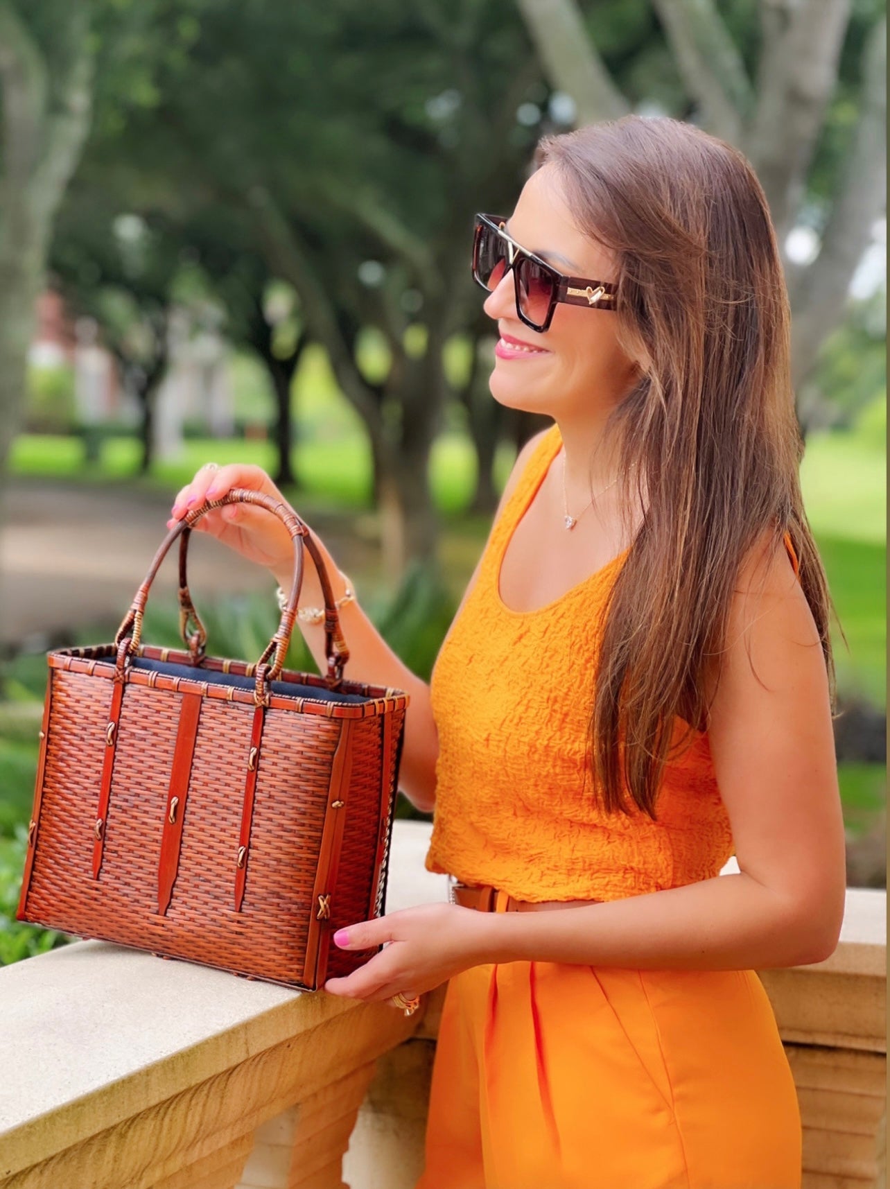 Bambu de mão de palha vintage