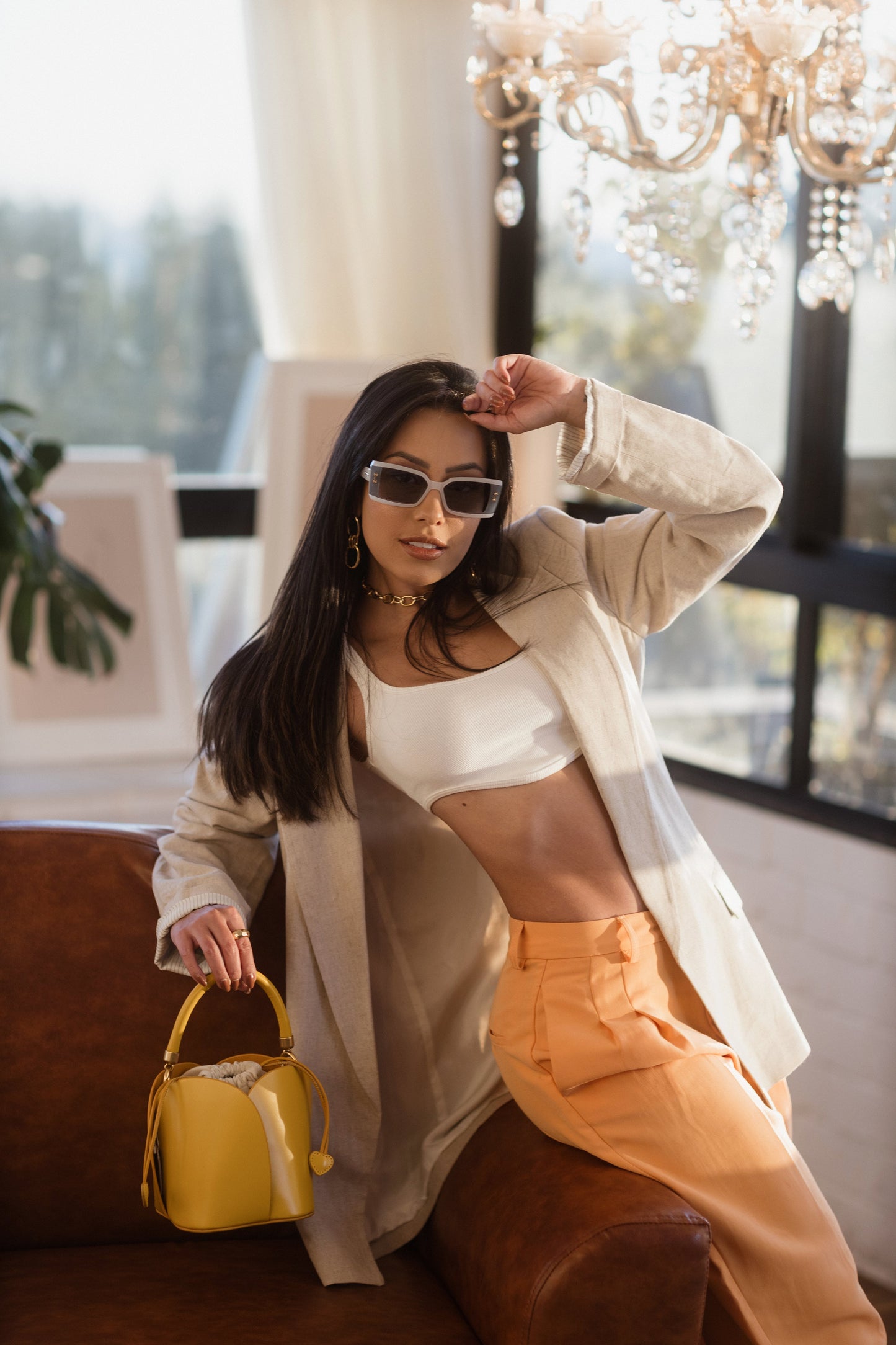 Anne |  Bucket Bag de Couro - Floral