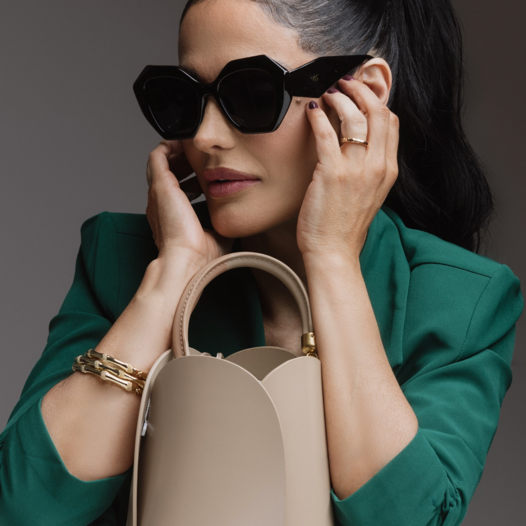 Anne |  Bucket Bag de Couro - Floral