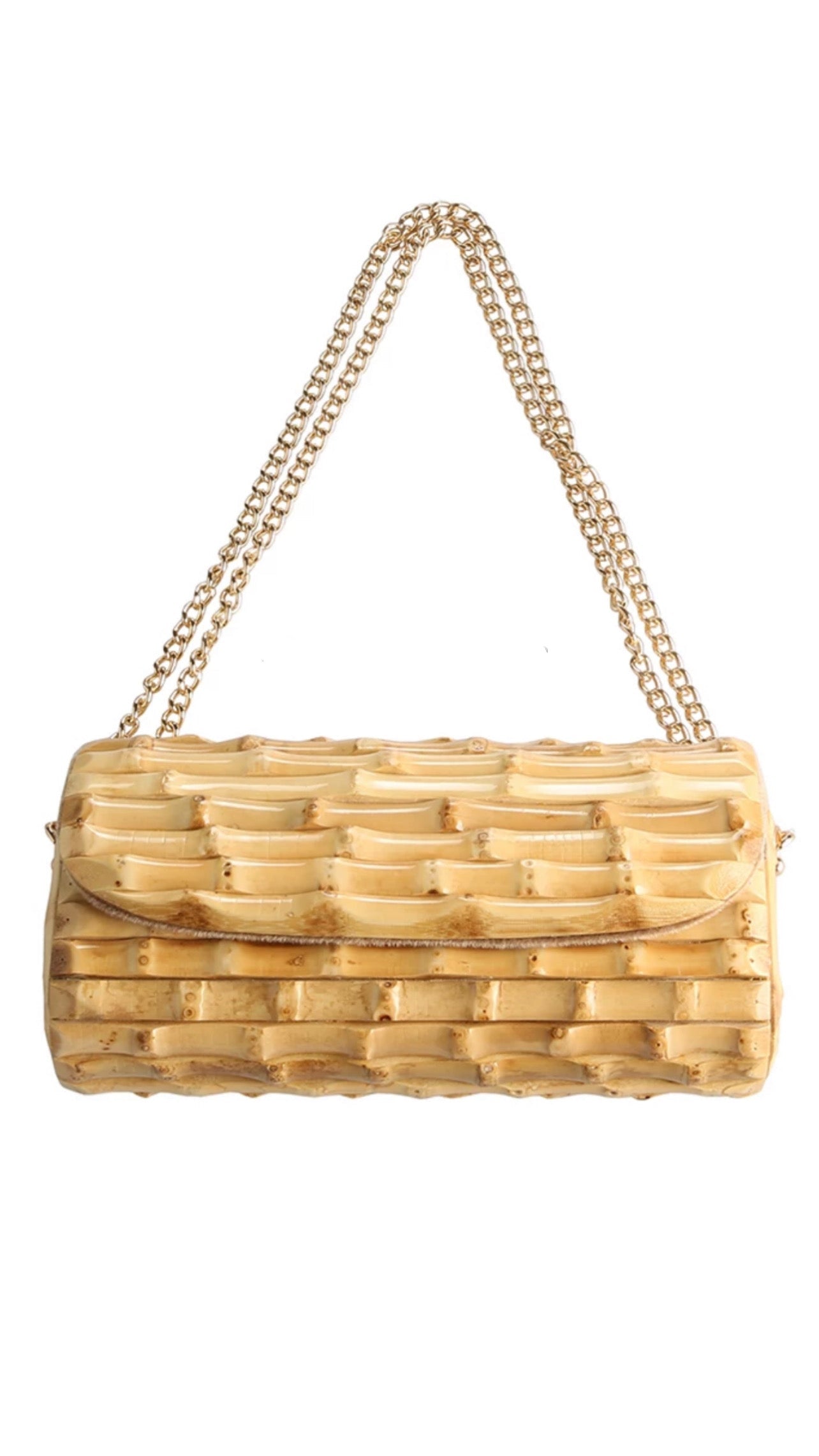 Bolsa Circular De Bambu Com Corrente