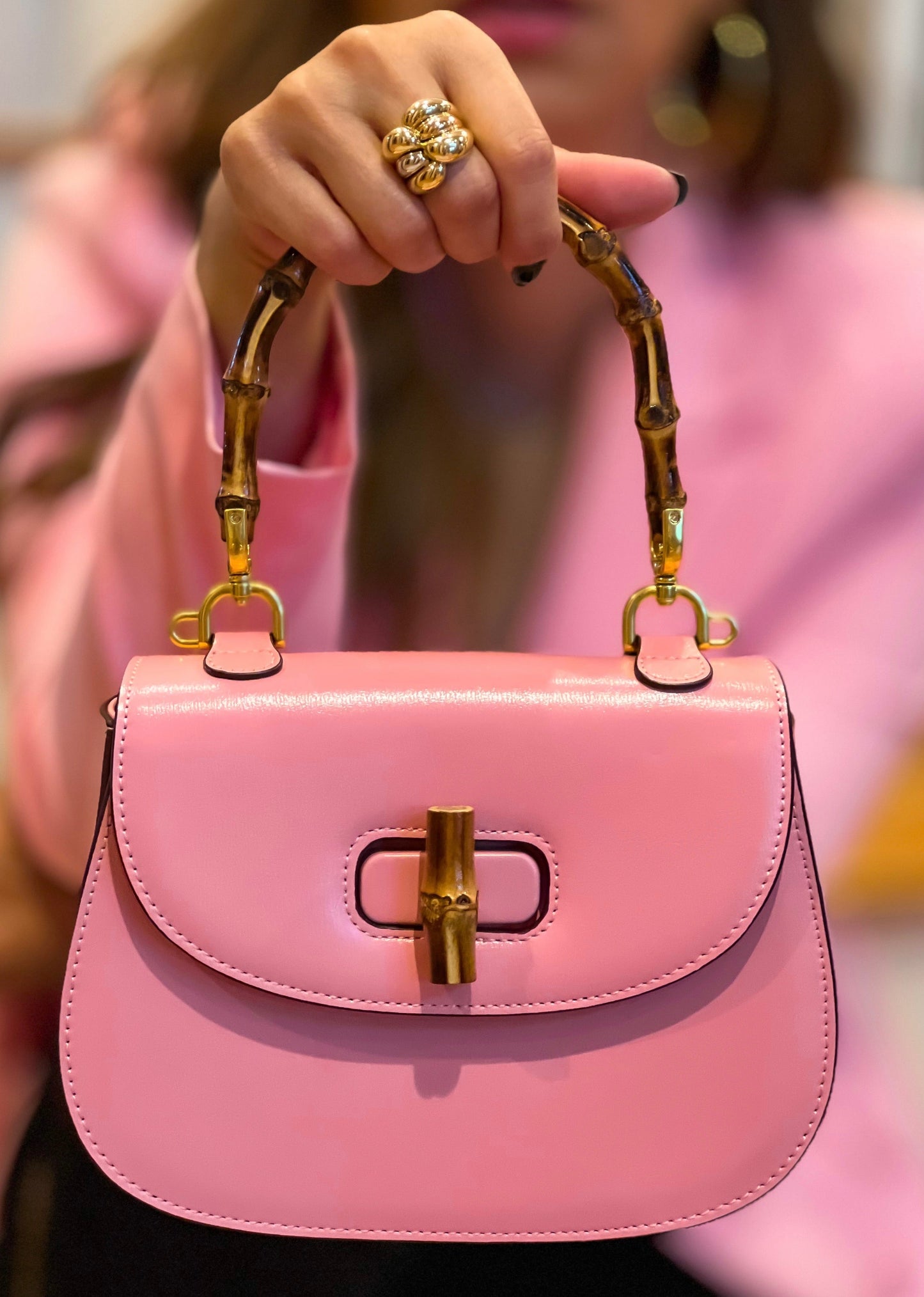 Mia / Bolsa de couro genuínio com Bambu/