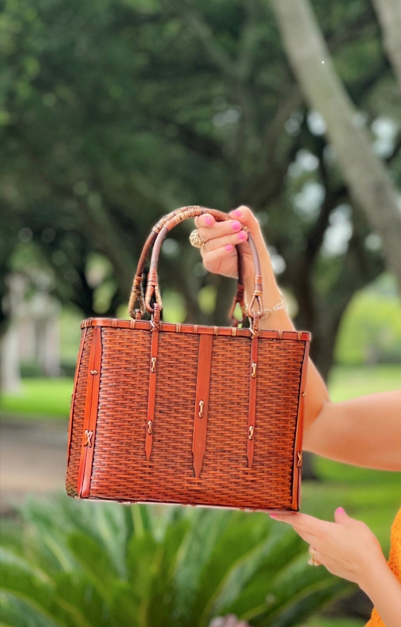 Bambu de mão de palha vintage