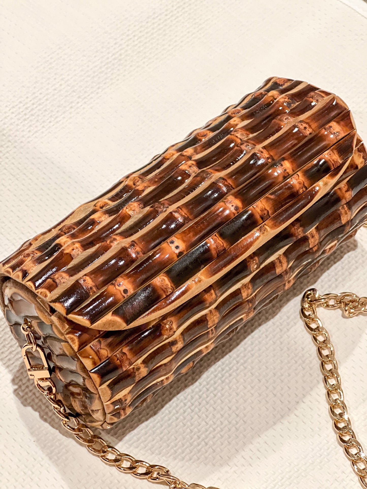 Bolsa Circular De Bambu Com Corrente