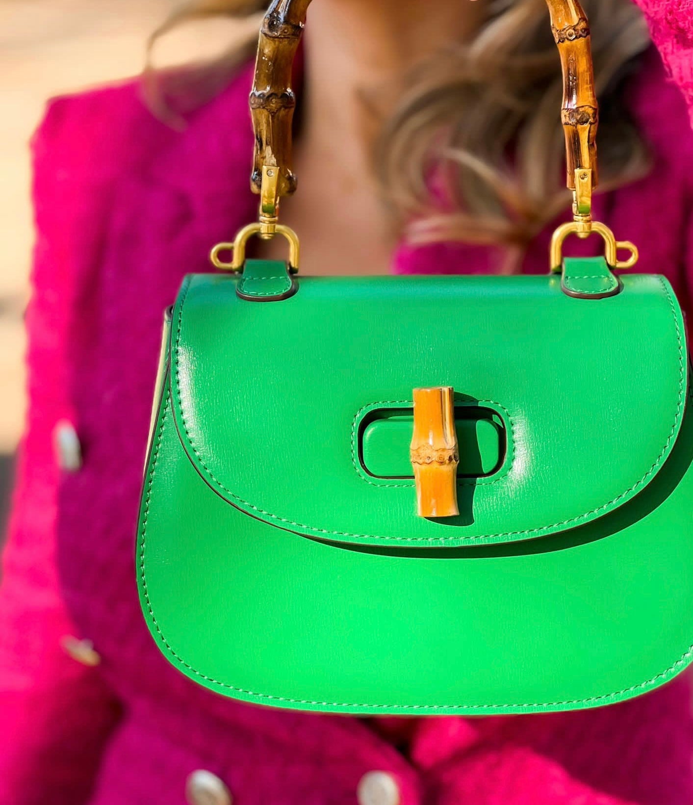 Mia / Bolsa de couro genuínio com Bambu/